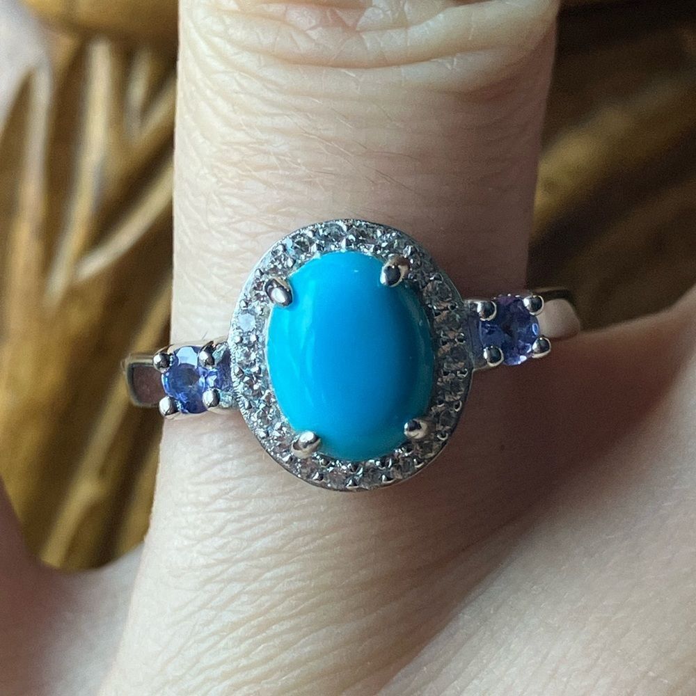 Sleeping Beauty Turquoise Tanzanite Sterling Silver Ring Size 8